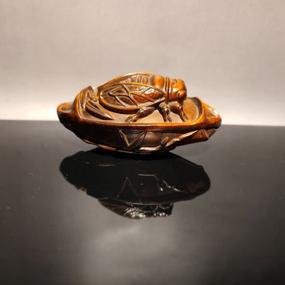 vintage christmas elf presents lucky cicada bamboo gift happy wood carved statue