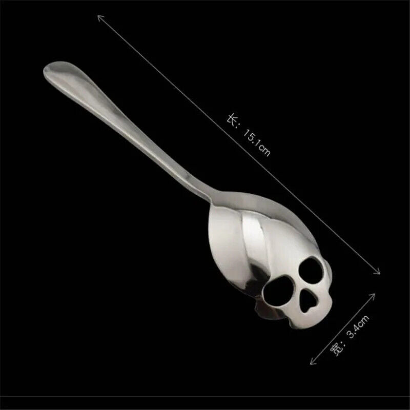 Stainless Steel coffee Scoop Skull shape Dessert SpoonFood Grade Candy Tea Spoon