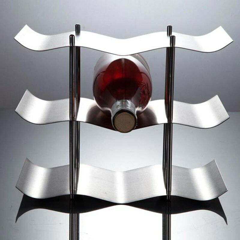 Stainless Steel 3-layers Red Wine Bottle Rack Holder Bracket Home Bar Tool Shelf