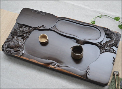 Handmade Tea Tray Hand Carved Dragon Ebony Wood Tea Table High Quality Heavy New