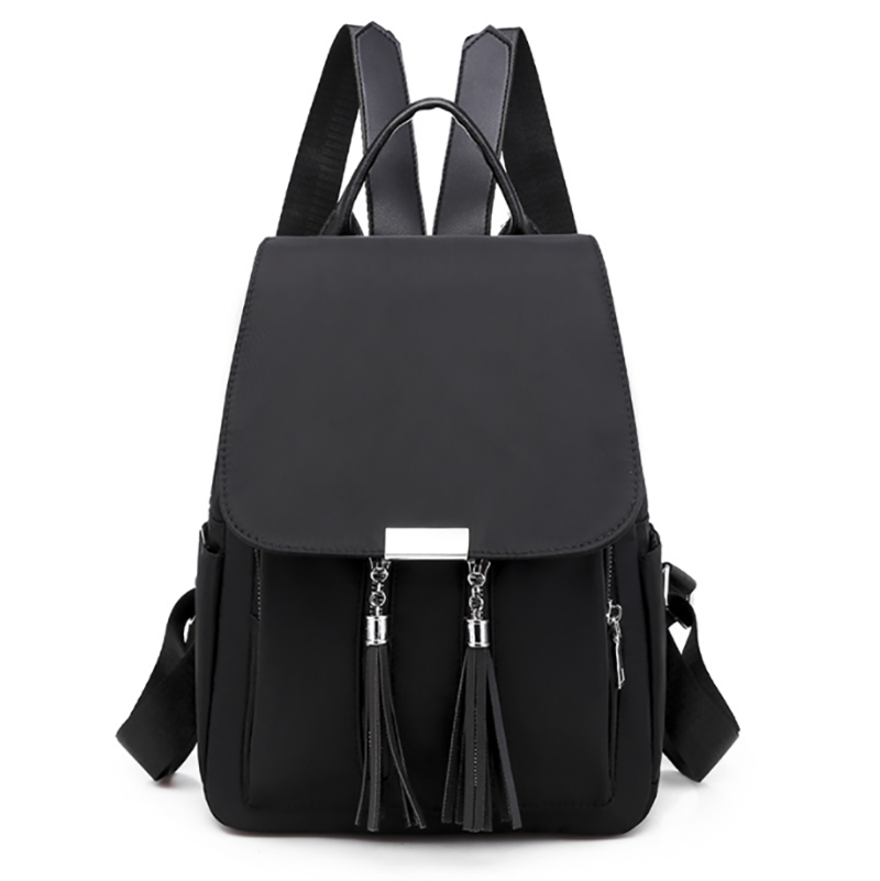 Women Nylon Oxford Backpack Travel Shoulder Bag Handbags Black Rucksack Backbag