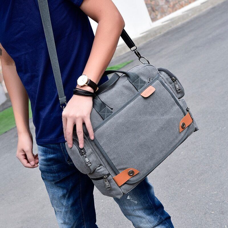 Men Crossbody Bags Canvas Shoulder Bags Boy Bags Man Handbags for Travel Grey