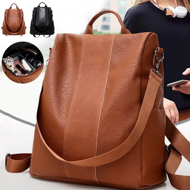 Women's Ladies Rucksack Anti-theft Bag PU Leather Backpack School Bag Handbag