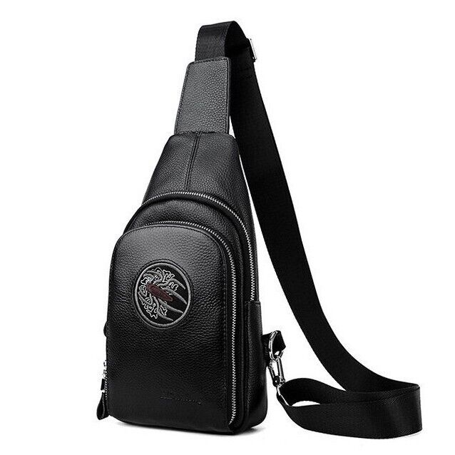 100% Genuine Leather Crossbody Bag Chest Bag Hiking Sling Backpack Shoulder Bag