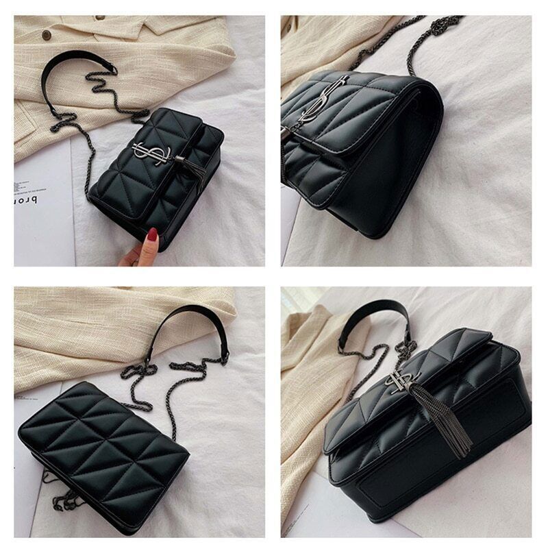 Handbag Tassel Square Bag Girl Pu Women Handbags Lock Shoulder Bags