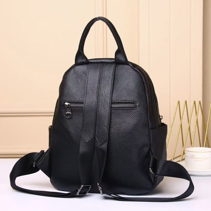 Top Cow Leather Black Women's bag, Crocodile Print Leather Backpack Travel Bags