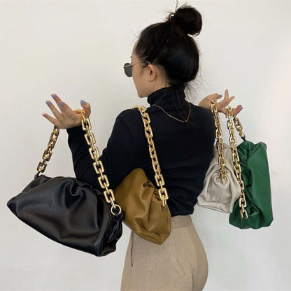 Handheld Shoulder Bag Thick Chain Wrinkled Cloud Pattern Crossbody Bags Handbags