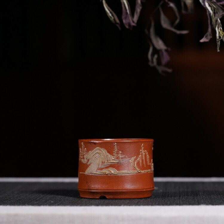 Chinese Yixing Zisha Clay Handmade Exquisite flowerpot（节节高升 底款：铁画轩）
