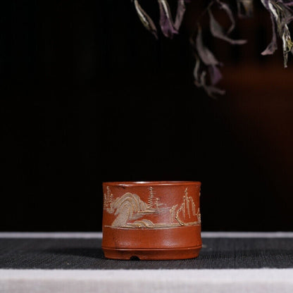 Chinese Yixing Zisha Clay Handmade Exquisite flowerpot（节节高升 底款：铁画轩）