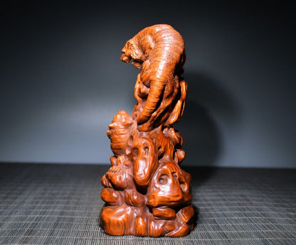 Collection China Boxwood Carving Tiger Statues Sculptures Wood Figurines Artwork