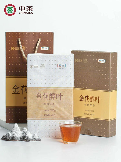 中茶 金花醇叶760g Chinese Tea Zhongcha Pu'er Tea 湖南安化黑茶正宗金花茯砖茶 金花茂盛 Brick Tea