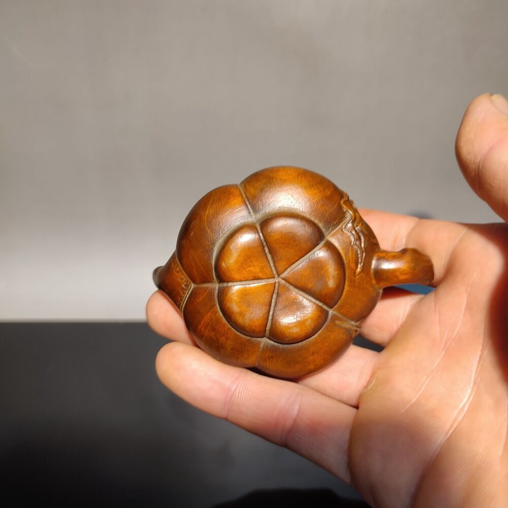 Chinese Wood Carving Deep Relief statue play mahjong Fortune pot wooden gift