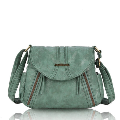 Vintage Messenger Shoulder Bag Soft Simple Crossbody Satchel Polyester Shell Bag