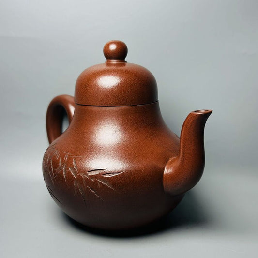 Vintage Chinese Yixing Purple Clay Teapot Zisha Ceremony Ceramic Bamboo Teaware