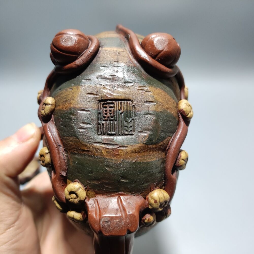 Vintage Chinese Yixing Purple Clay Teapot Zisha Ceramic Pumpkin Teaware Collect
