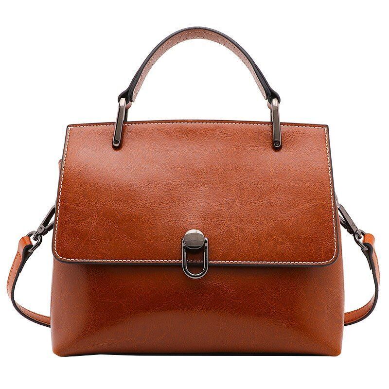 Cowhide Leather Bag One-shoulder Handbags Satchels Large Messenger 26*13*21 CM