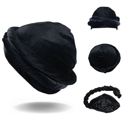 Men Halo Turban Satin Silk Lined Elastic Men Turban Head Wrap Headband Caps
