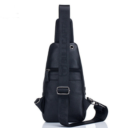 Men's Sling Backpack Genuine Leather Crossbody Bag Sling Shoulder Bag for Hiking