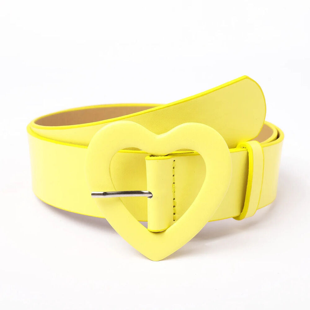 Women Belts Wide Leather Heart Buckle Button Decoration Skirt Fashion Waistbands