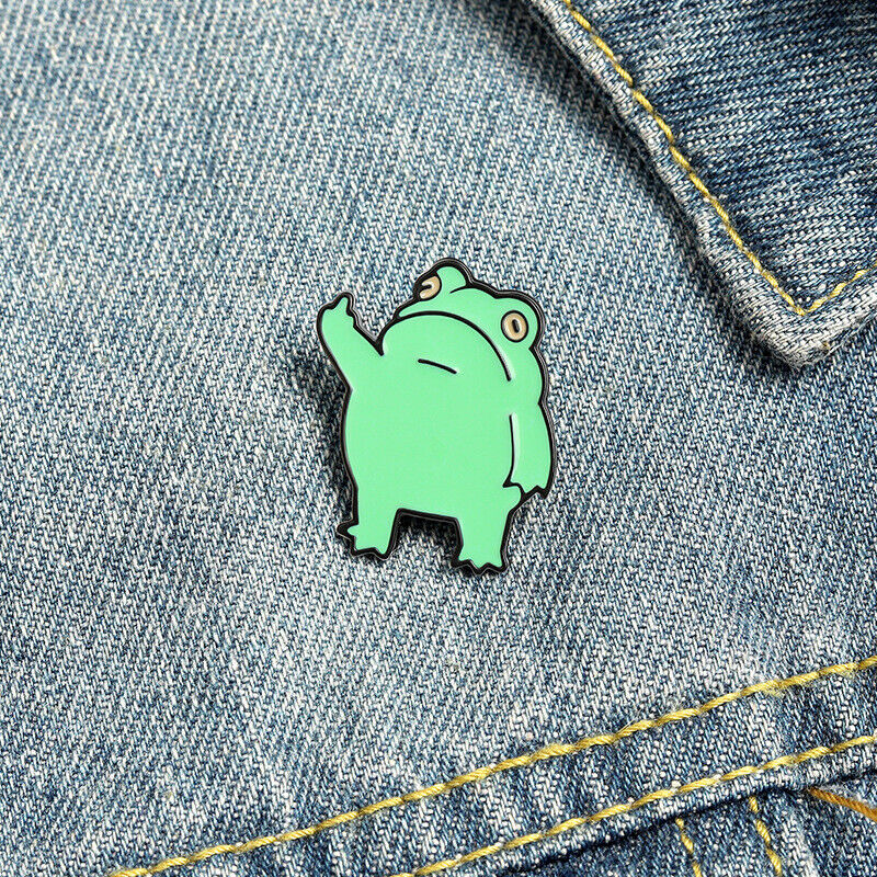 Funny Middle Finger Frog Enamel Pin Cartoon Hat Frog Brooch Lapel Pins Badges