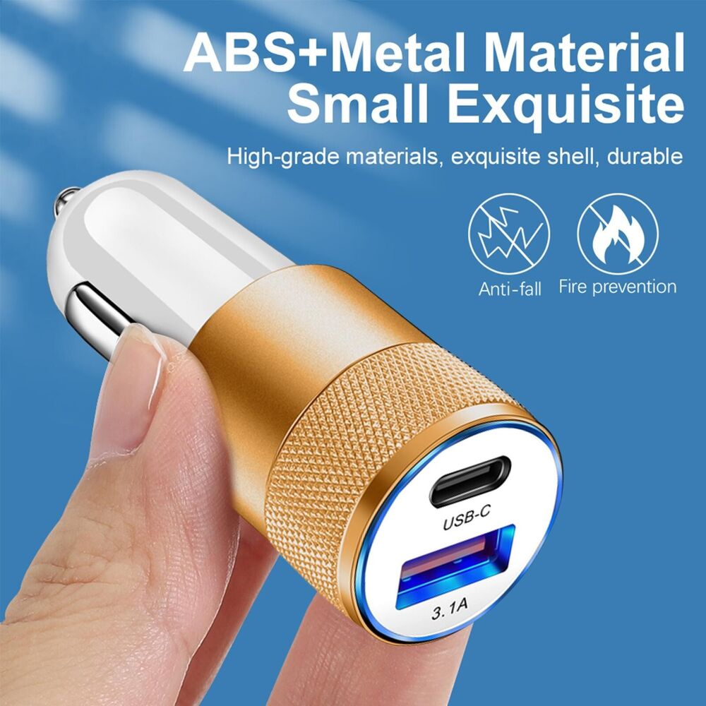 3.1A USB Type C PD Car Charger Fast Charging Car Cell Phone Adapter Accessories