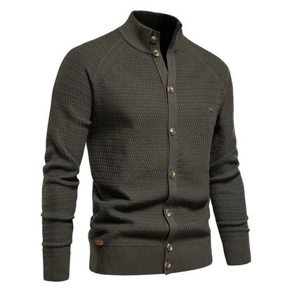 Winter Fashion Mens Cardigan Cotton High Quality Button Mock Neck Men's Sweater