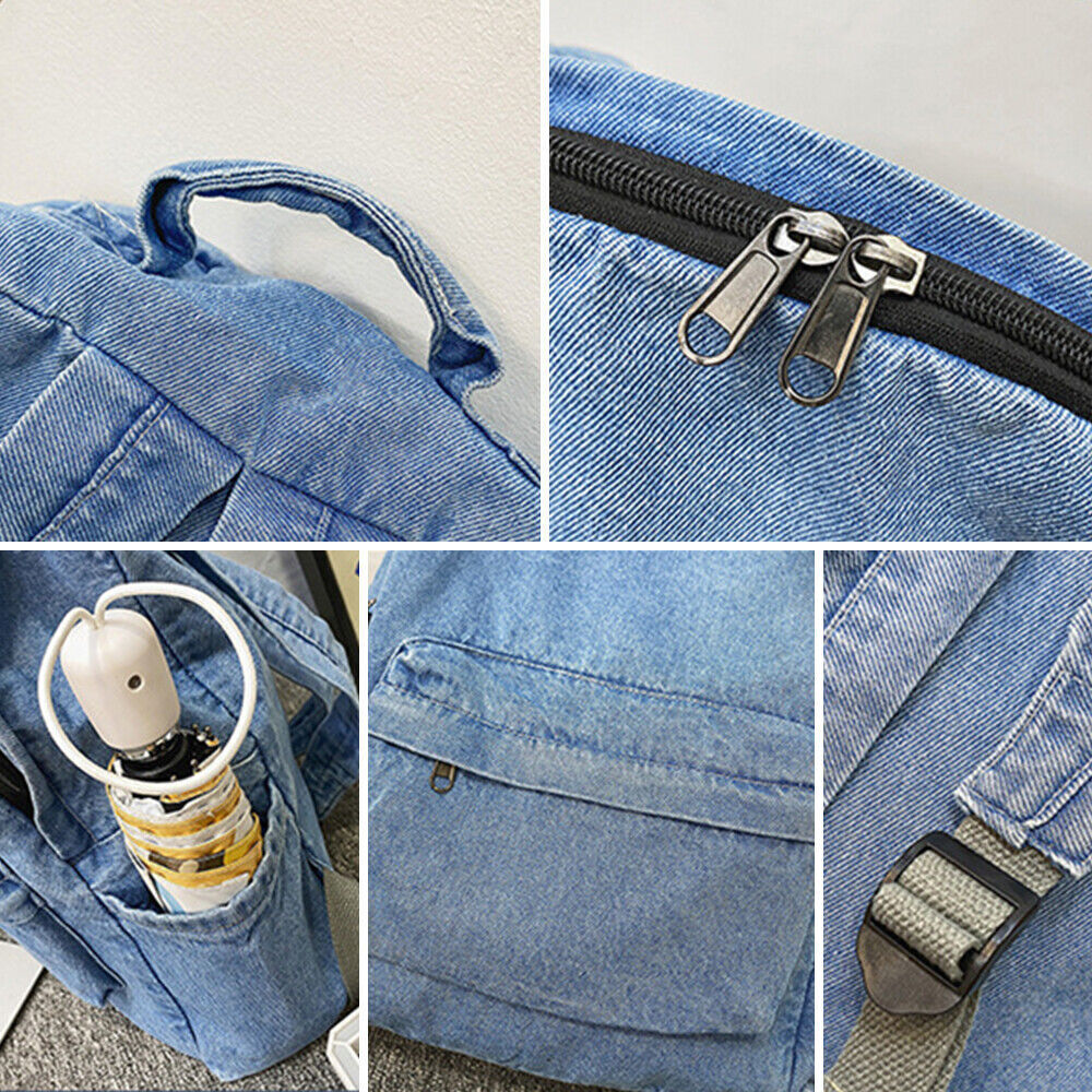 Women's Denim Shoulder Bag Gift Travel Satchel Handbags Vintage Jeans Backpack
