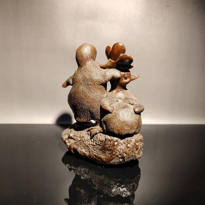 vintage wooden ornaments sculptures duck love statue anniversary gifts couple