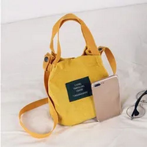 Retro Corduroy Canvas Simple Literary Shoulder Bucket Cloth Bag Purse 19*20*12CM