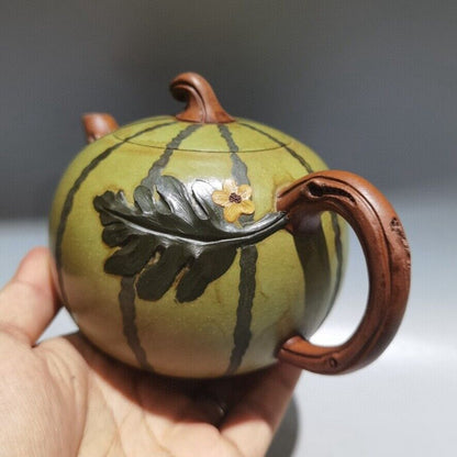 Chinese Yixing Purple Clay Teapot Zisha Handmade Ceramic Watermelon Teaware Fine