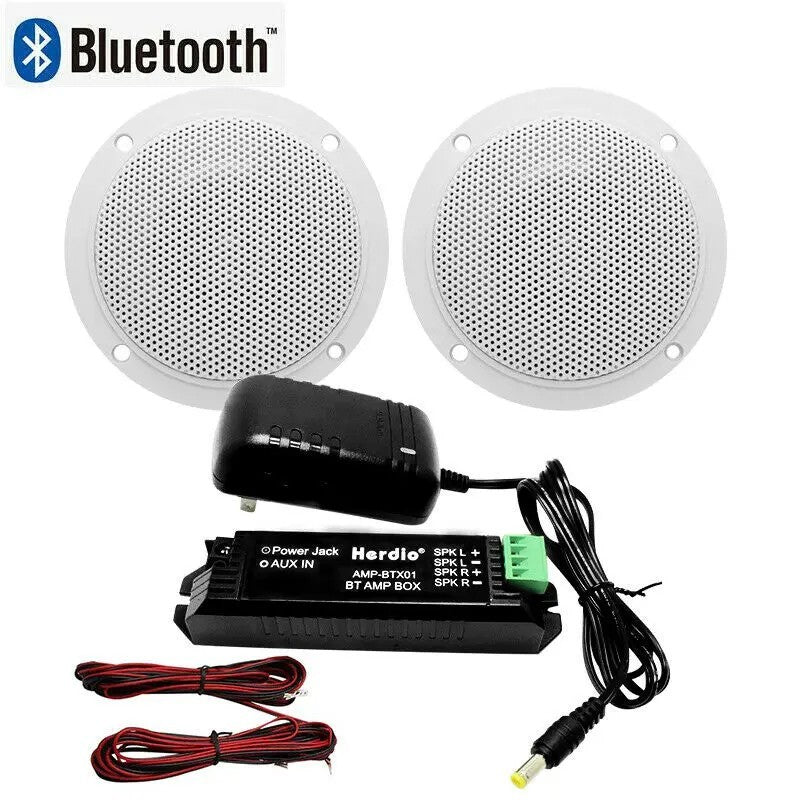 2PCS 4 Inch Ceiling Bluetooth Speaker Kit Water Resistant 160W Marine Speakers