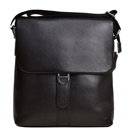 100% Genuine Leather Men's 10" Business Bags Black Sling Shoulder Messenger Bag
