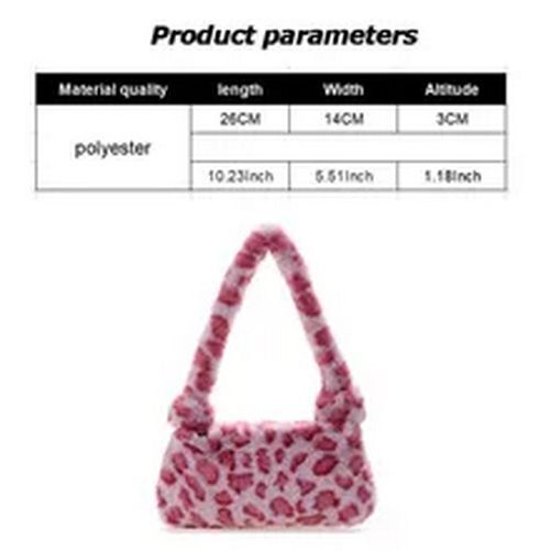Mini Shoulder Bags Winter Plush Underarm Bag Pattern Fluffy Tote Small Purse 1pc