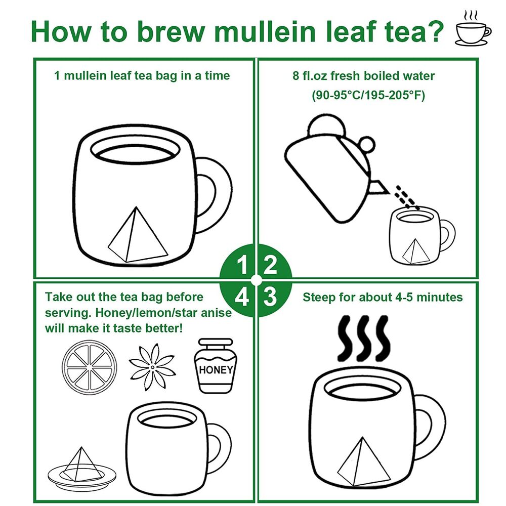 2023 FullChea Mullein Leaf Tea Bags 20 Teabags 3g/bag - Herbal Tea For Lungs