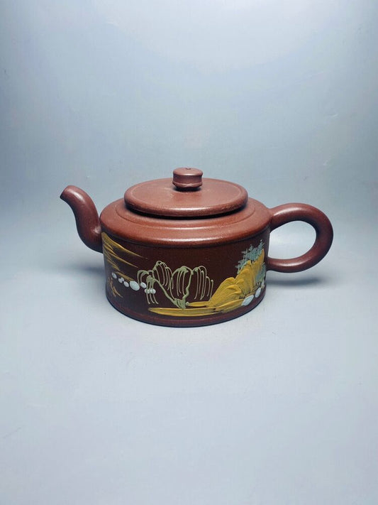 Chinese Yixing Zisha Clay Handmade Exquisite Teapot （周盘泥绘 底款：朱可心）