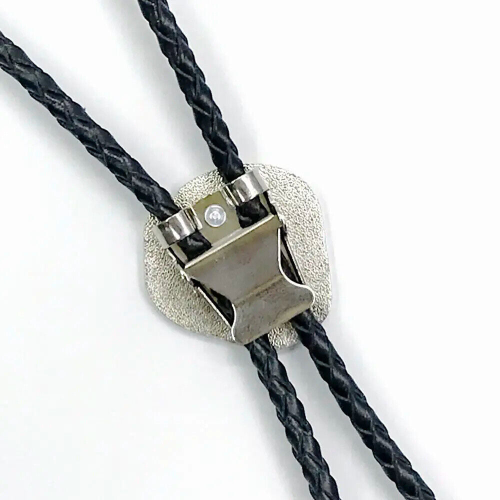 Men Bolo Tie European American DIY Leather Tie Hand Fingerprint Pendant Neckties