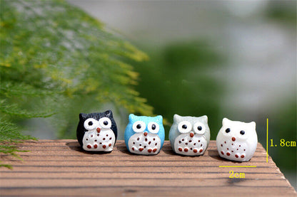 Night Owl Figures Miniature Figurine Mini Garden Aquarium Statue Craft 2 Pcs/Set