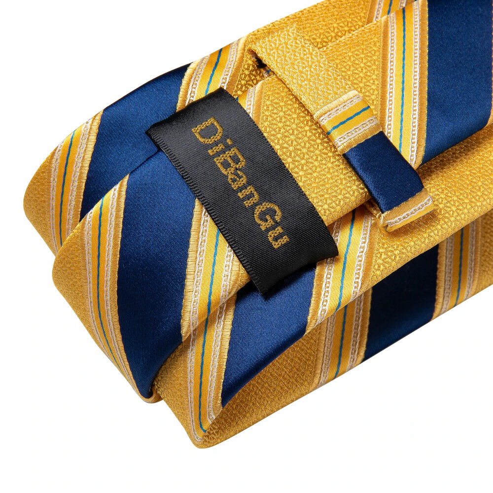 Men Necktie 3Pcs Luxury Striped Ties Cufflinks Pocket Square Wedding Accessories