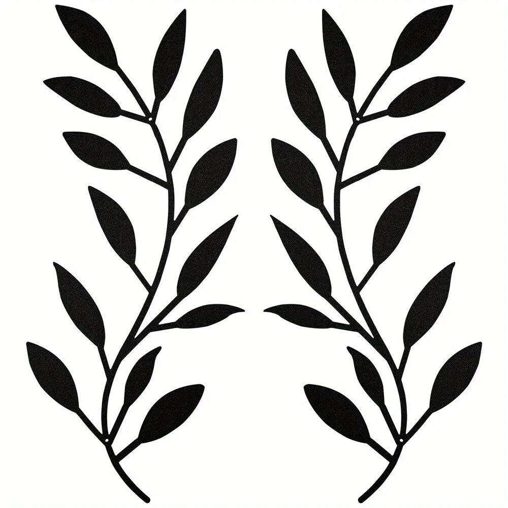 2pcs, Modern Iron Tree Branch Leaf Wall Sculpture - Wall Hanging Decorative