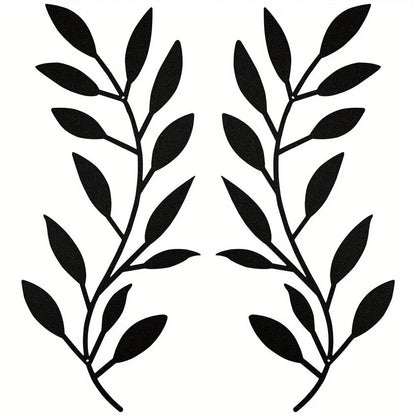 2pcs, Modern Iron Tree Branch Leaf Wall Sculpture - Wall Hanging Decorative