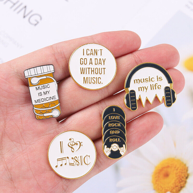 1PCS Music Life Enamel Pins CD Rock Roll Brooch Bag Hat Lapel Pin Badge Jewelry