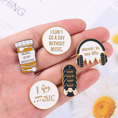 1PCS Music Life Enamel Pins CD Rock Roll Brooch Bag Hat Lapel Pin Badge Jewelry