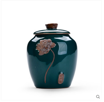 Exquisite Chinese Ceramic Tea Caddy Tea Canister Pot Sugar Coffee Bean Tea Jar