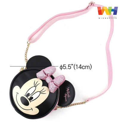 WINGHOUSE X Minnie 3D Glitter Bow Crossbody Purse Small Chest Sling Bag Pink