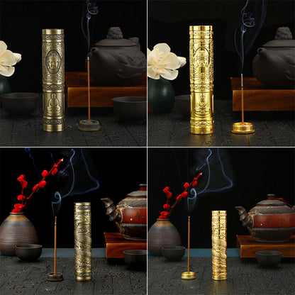 Buddha Metal Incense Storage Box Waterproof Incense Stick Storage Tube Case Gift