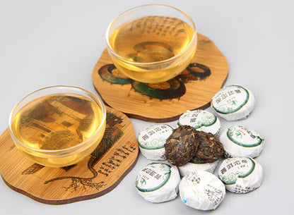 Organic Pu'er Tuo Tea Tuocha Pu-erh Raw Mini Tuo Cha 200g Bamboo Tray Pack