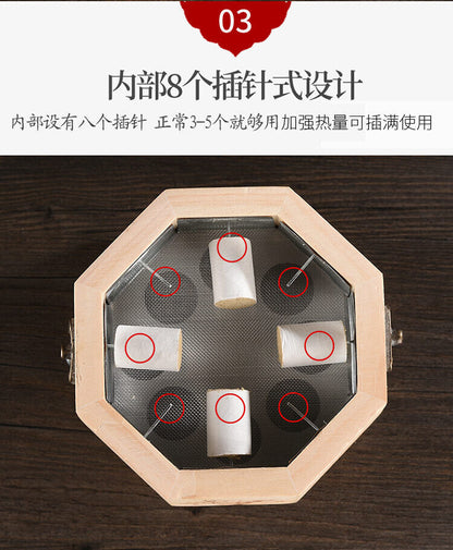 Moxibustion Box Wooden Portable Moxa Pot Whole Body Smokeless Mugwort Box Tool艾灸