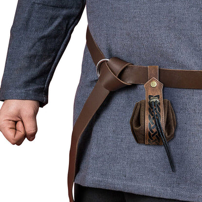 Faux Leather Suede Fabric Vintage Waist Bag Hanging Belt Coin Purse Medieval Cos