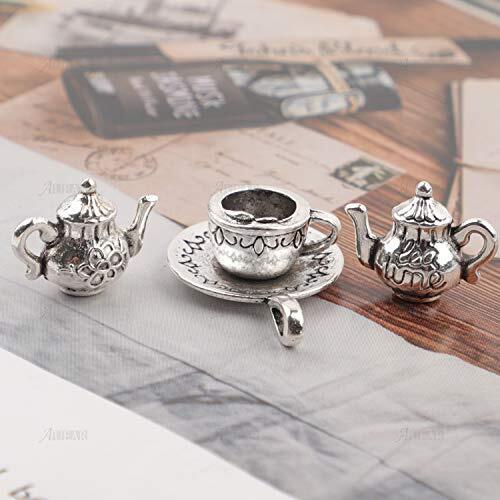 AUEAR, 40 Pack Teapot Tea Cup Charm Pendant Coffee Mug Charms for