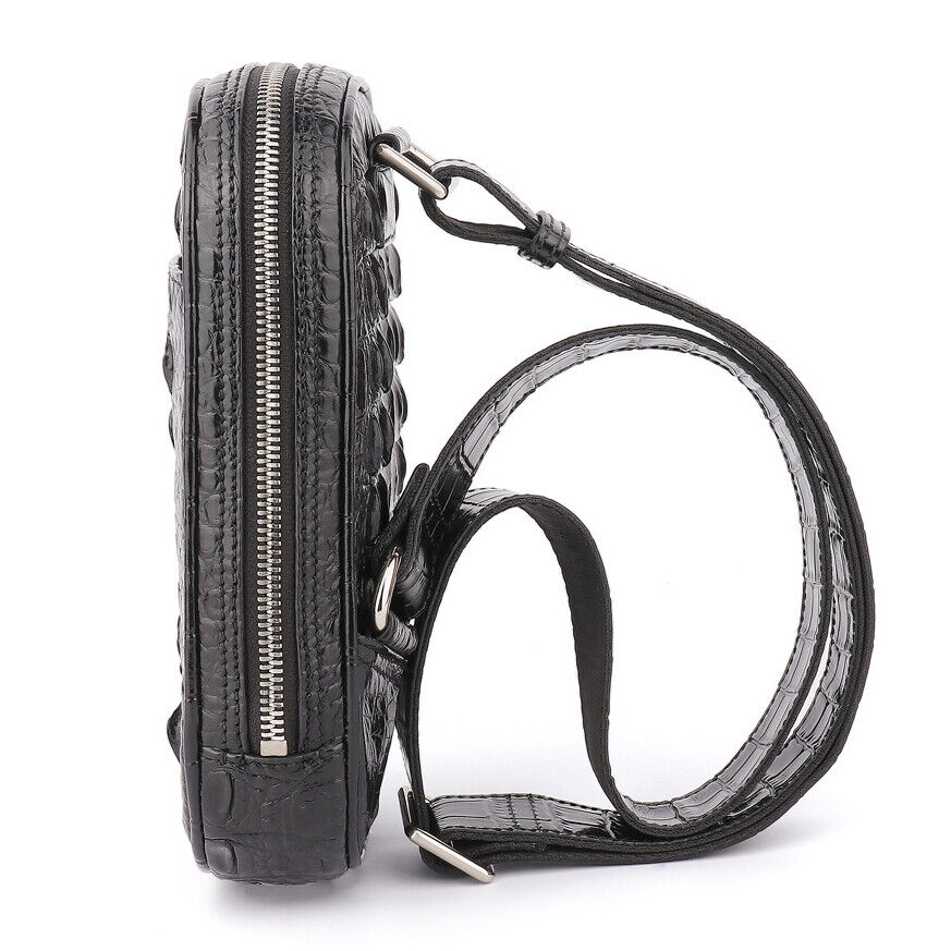 Handcrafted Siamese Crocodile Skin Leather Men's Luxury Small Crossbody Bag